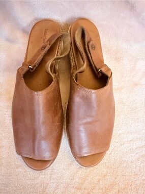 Timberland Tan Brown Leather Open-Toe Slingback Sandals